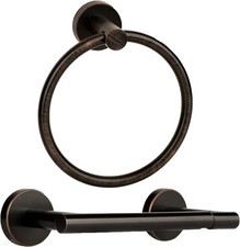 Oil Rubbed Bronze Toilet Paper Holder, Stainless Steel Towel Ring, Double Post