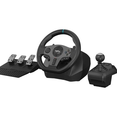 PXN V9 Gaming Steering Wheel, 270/900 Degree with Pedals and Shifter Black 