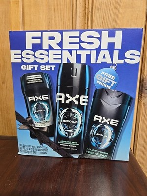 AXE Apollo Gift Set for Men Deodorant Body Spray Antiperspirant Body Wash 3 Pc