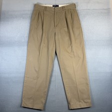Vintage Polo Ralph Lauren Chino Pants Mens 36x30 Khaki Hammond Pleated Twill