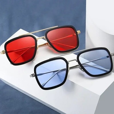 Tony Stark Sonnenbrille Sonnenbrille Hot Eyewear Herren Iron Man Sonnenbrille Eckig