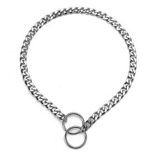 Choke Chain Dog Collar, Flat Metal Slip P Link Dog Choker Collar Training Pup...