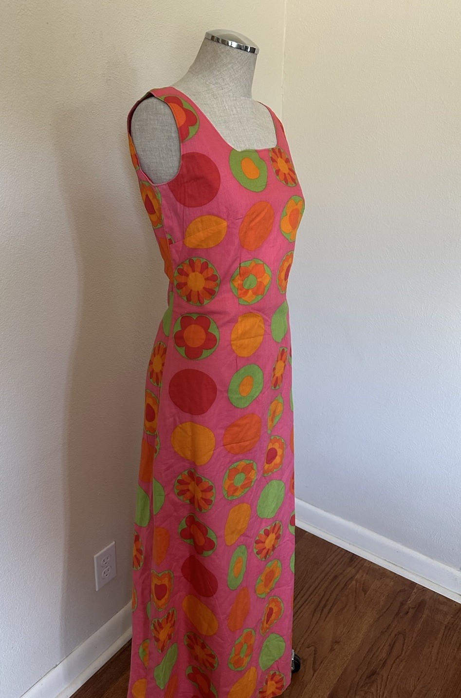 Vintage 60s Mod Psychedelic Maxi Dress Woman's Sm… - image 2