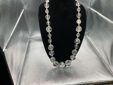 VTG LARGE CHUNKY CLEAR FACETED SMOOTH LUCITE BEAD STATEMENT NECKLACE