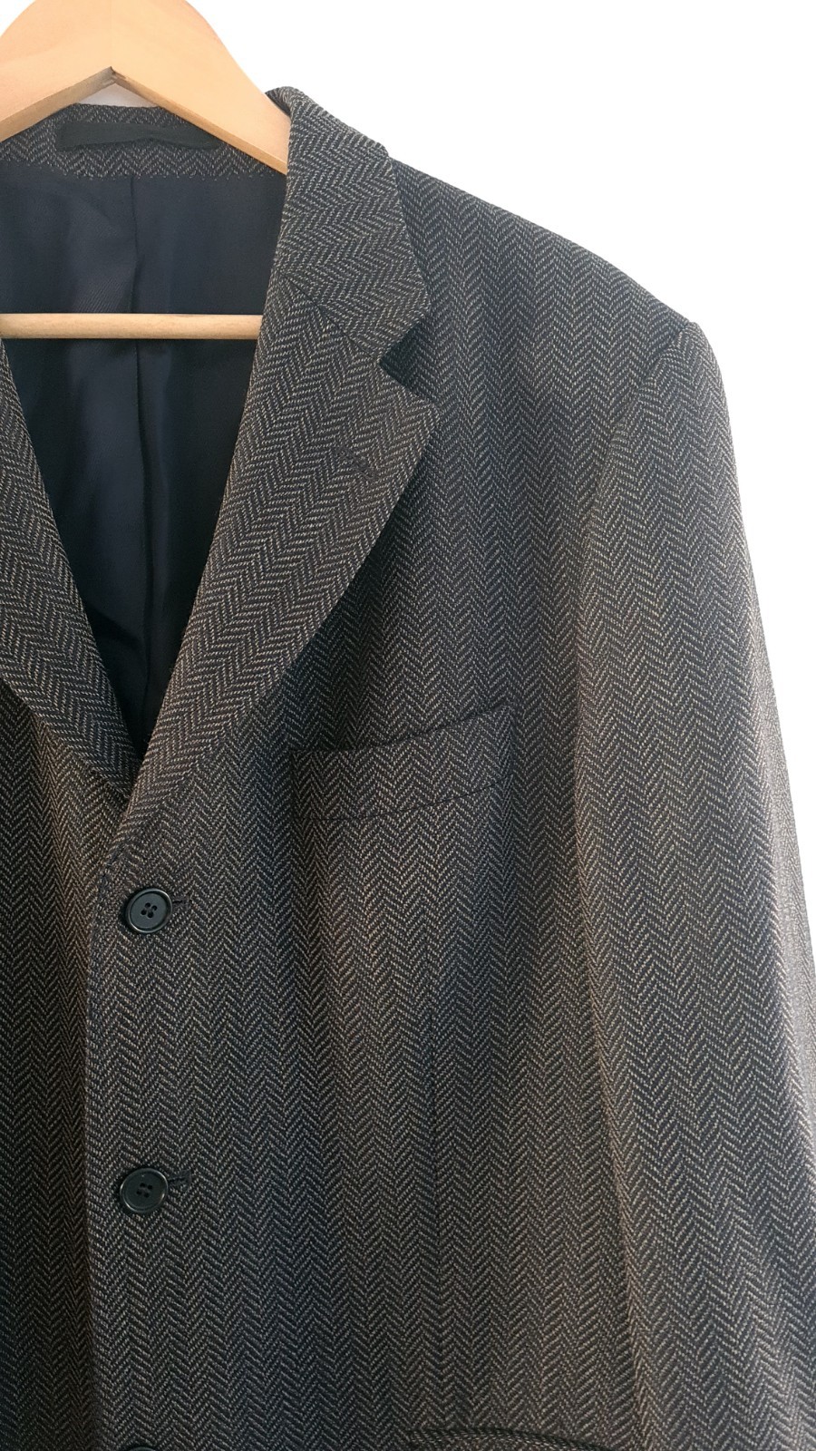 Marks & Spencer Mens Wool Cashmere Herringbone Navy Blazer Italian 42" Chest image 5