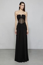 ET OCHS Mabel Dress Black Formal Sheer Panel Prom Gala Red Carpet Gown Size 10