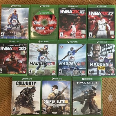 Xbox One Lot 11 Games. NBA 2k 15,16,17,20 Live16, Madden 15,16,25,COD,Titanfall,