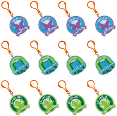 12 Pc Rainforest VBS Backpack Clips Rubber Charms Kids Free Shipping US