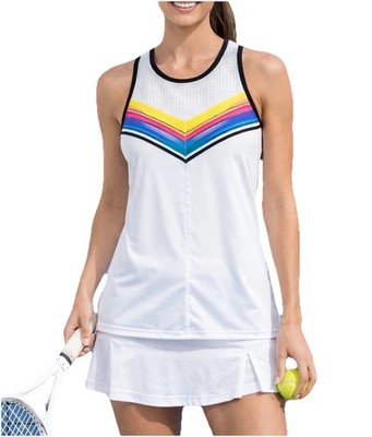 Lucky in Love Off Tropic Tie-Back White Tennis Tank Top Size M (8-10) Pickleball