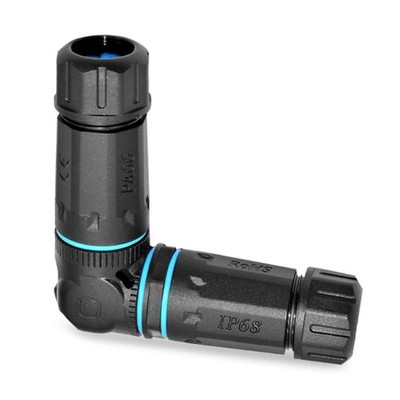 90Degree Right Angled RJ45 Coupler With CAT6 Performances And IP68 Waterproof