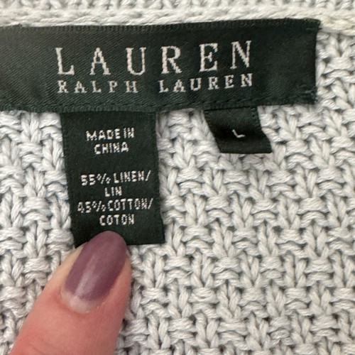 Maglione donna Lauren Ralph Lauren grande grigio cardigan lino maglia cavo $149 - Foto 6 di 20