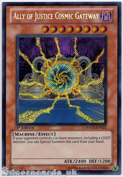 HA02-EN022 Ally of Justice Cosmic Gateway Secret Rare 1st Edition Mint YuGiOh Ca