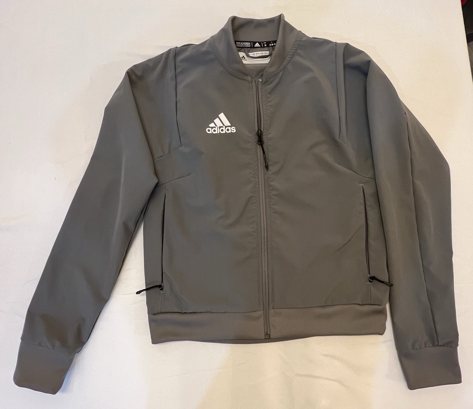 adidas Men's Basic Jacket Full Zip Gray Stand-Up … - image 2