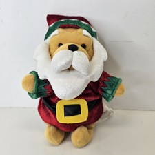Vintage 2001 Disney Store Winnie the Pooh Santa Claus Bean Bag Plush Christmas