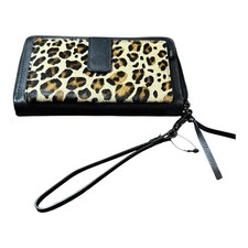 Rachel Roy leather and cheetah print wristlet wallet New With Out Tags