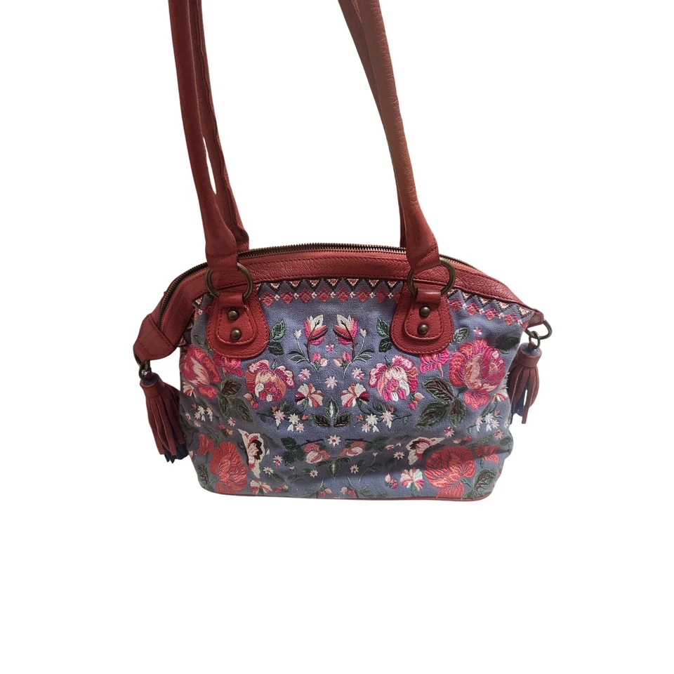 Bolso de hombro Sharif 1827 floral bordado cuero recortado Foto 2 de 4