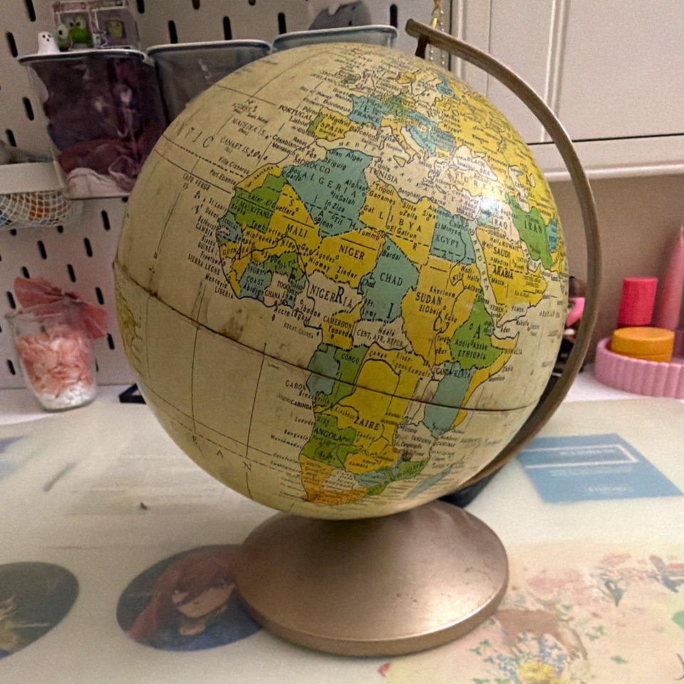 Vintage 1970s Replogle Revere 6” Metal World Globe Zaire USSR Cold War USA