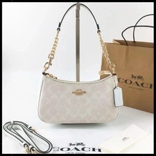 NWT COACH Women  s Teri Shoulder Bag In Signature Canvas In White/Chalk