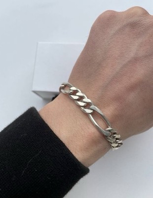 S925 Massives Figaro Armband 10mm x 23cm Sterling Silber Armband Herren Damen