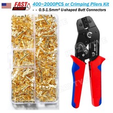 400 2000Pcs U-Shape Copper Ring Terminals Open Barrel Crimp Wire Butt Connectors