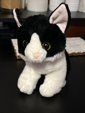 Miyoni by Aurora 8 Black White Tuxedo Plush Kitty Cat Kitten Stuffed Toy