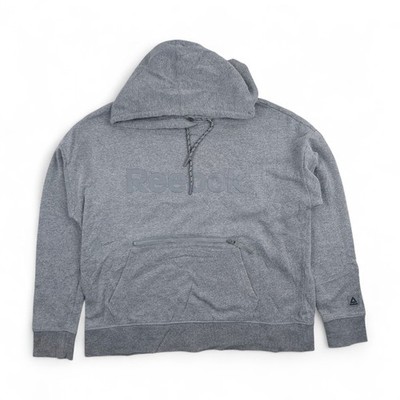 Reebok Hoodie Damen L Grau Vintage Pullover Sweatshirt Retro