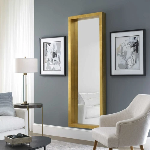 Edmonton Full Length Leaner Dressing Mirror Floor Gold Leaf ~ Uttermost 14554 - Picture 1 of 7