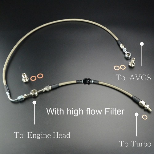 AVCS Oil Feed Line w/ High Flow Filter For SUBARU IHI VF35 37 39 40 41 43 44 JB - Picture 2 of 9