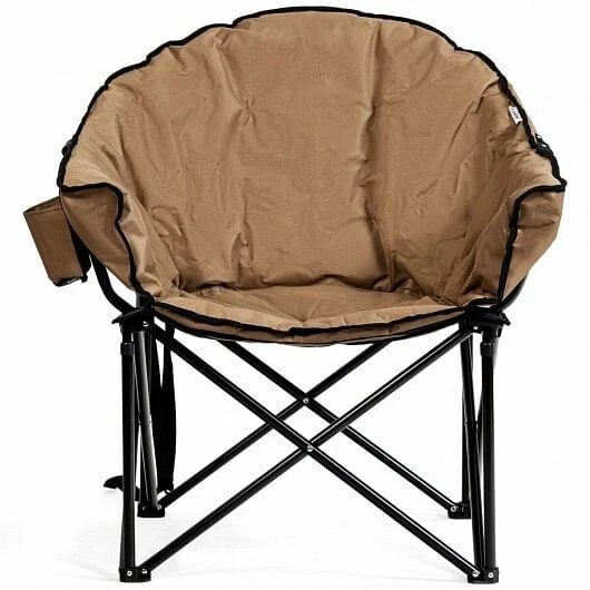Folding Camping Moon Padded Chair with Carrying Bag Brown Color