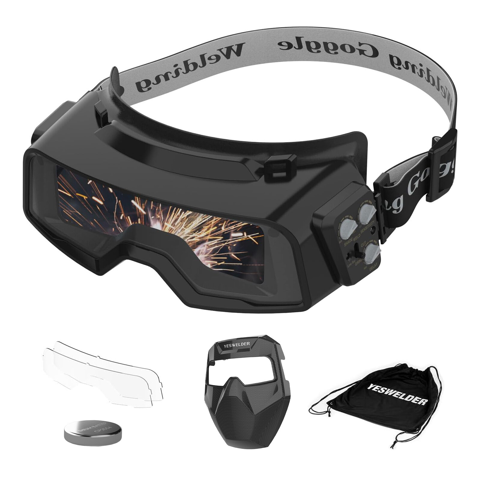 YESWELDER Auto-Darkening Welding Goggles 4/5-13 Shade w/Grind - Checkerboard