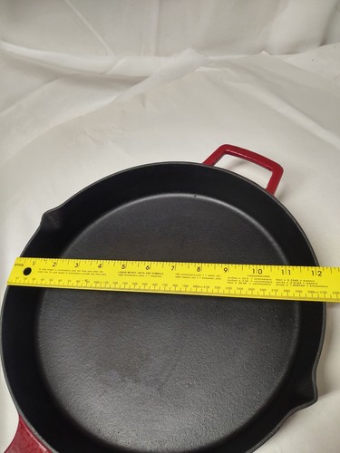Martha Stewart Collection 12" Cast Iron Red Enamel Skillet Frying Pan - Afbeelding 16 van 24