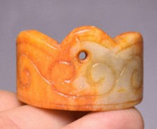 4CM Old Hongshan Culture Hetian Jade Beast Pattern Yu Cong Cong Amulet Pendant