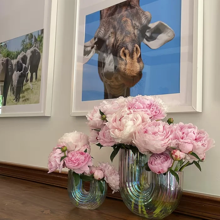 Jarrón doble Ikea RÄFFELBJÖRK RAFFELBJORK, nácar color arco iris 7 3/4" - NUEVO Foto 3 de 3