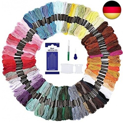 Romon 100 Farben Stickgarn, Multifarben Embroidery Threads mit Zubehör Werkzeug 