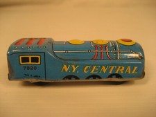 VINTAGE JAPAN TIN LITHO FRICTION TOY N.Y. CENTRAL TRAIN ENGINE 3 1/4" LONG