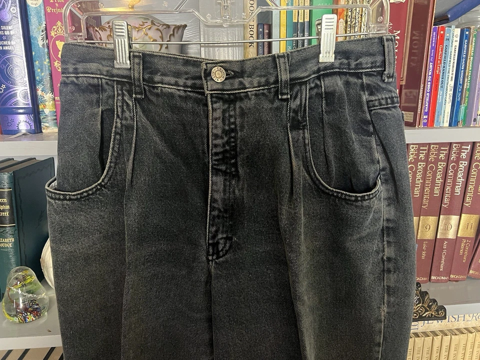 Vintage Calvin Klein Sport Tapered Leg Mom Jeans 90s Washed Black 12 Made In USA - Image 3 of 4