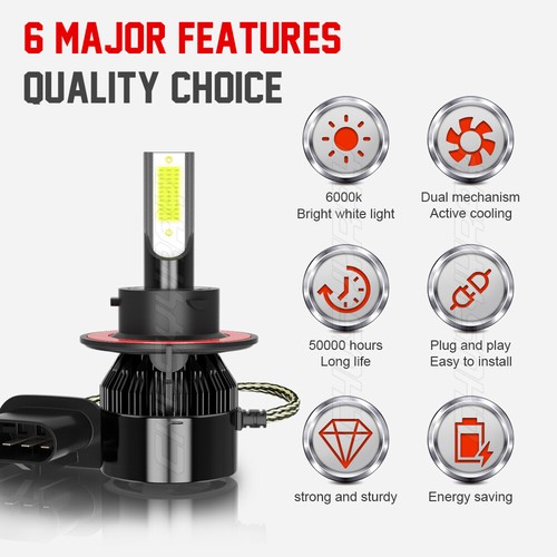 LED For Chevy HHR 2006-2011 2Side Headlight H13 9008 White 2 Bulbs High/Low Beam - Picture 5 of 11