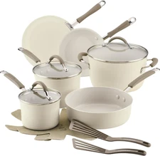 Cucina Ceramic Nonstick Pots and Pans Set with Saucepans, Saute, Frying Pans, St
