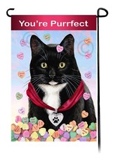 Tuxedo Cat Valentines Sweetheart Garden Flag