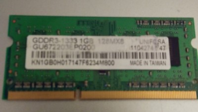 UNIFOSA RAM 1GB PC3-10600 DDR3 LAPTOP GU672203EP0200 SO-DIMM 204-PIN ELPIDA