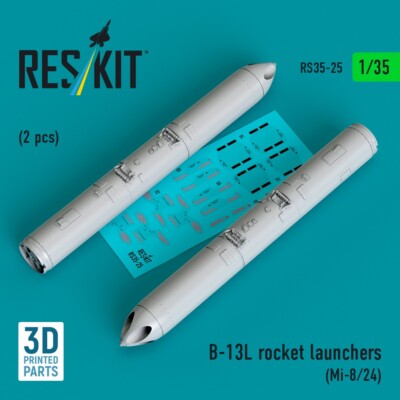 1:35 B-13L Rocket Launchers (2pcs) for Mi-8/Mi-24 Helicopters ResKit RS35-0025