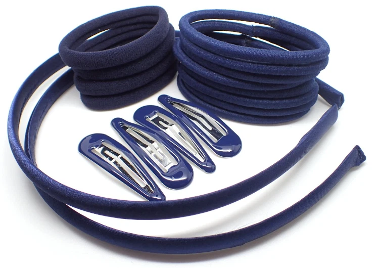 26x GIRLS SCHOOL HAIR ACCESSORIES Navy Blue Headbands hair clips