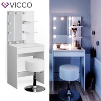Schminktisch Frisiertisch Schminkkommode Isabelle Led-Beleuchtung + Hocker Vicco