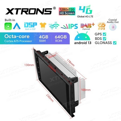 AUTORADIO GPS Audi A4 Android 13 4GB RAM 64GB ROM 8CORE WiFi 4G XTRONS IA82A4ALS - Imagen 13 de 15