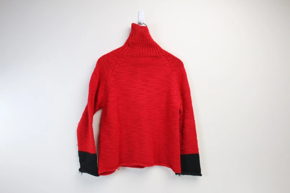 Vintage DKNY woman's L wool sweater red black - Image 4 of 4