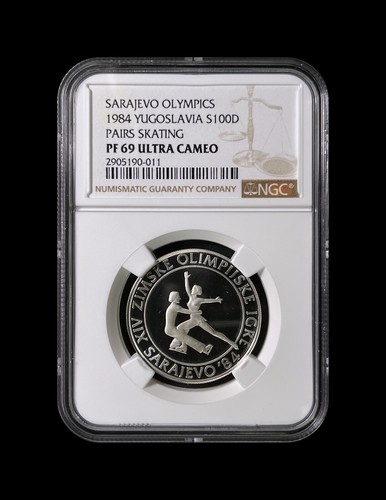 YUGOSLAVIA. 1984, 100 Dinara, Silver - NGC PF69 - Pairs Figure Skating Sarajevo - Picture 2 of 5
