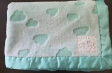 CARTER'S Dream Big Little One Green Baby Blanket Sheep Lamb Embossed Clouds