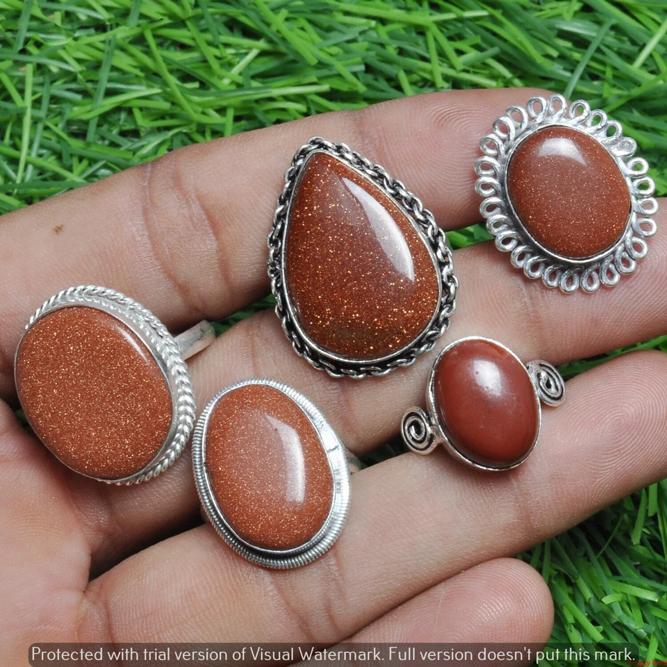 Oferta Piedras Preciosas Piedras Sol 925 Chapadas en Plata de Ley Diseñador Venta al por mayor Lote Anillos Foto 4 de 4