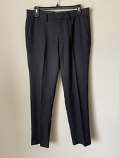 Reaction Kenneth Cole Men  s Black Flat Front Classic Dress Pants s 32X30