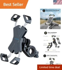 360° Rotating Bicycle Phone Mount with Stainless Steel Arms - Easy Installation